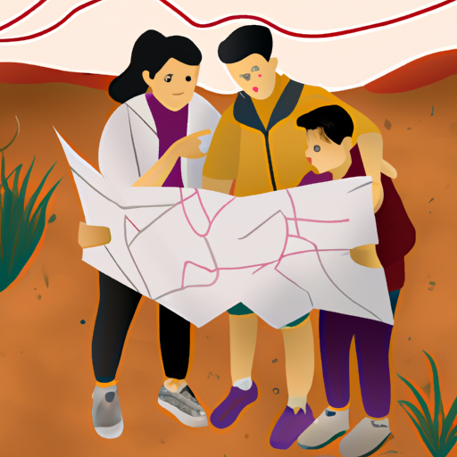 תמונה של משפחה מסתכלת על מפה, דנה היכן לרכוש קרקע.