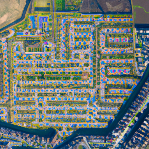 מבט אווירי של לשכת רישום מקרקעין עם סימון חלקות קרקע שונות