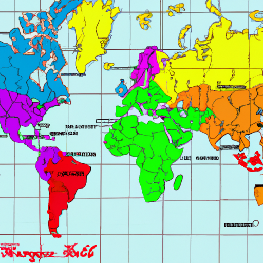 מפת עולם עם אזורים מקודדים בצבע המציינת מחירי השכרת מחסן ממוצעים.