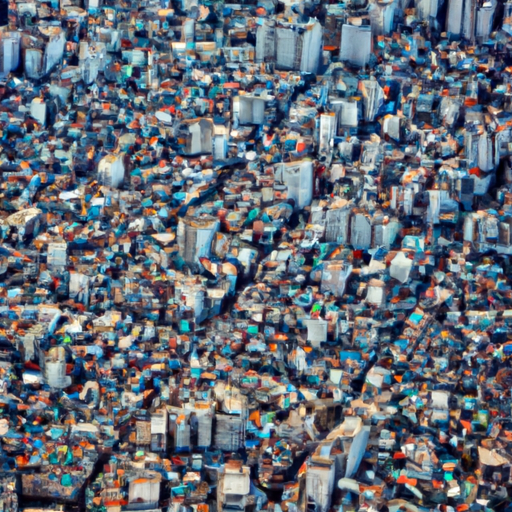 צילום אוויר של אזור מאוכלס בצפיפות עם שטח מוגבל להרחבה.