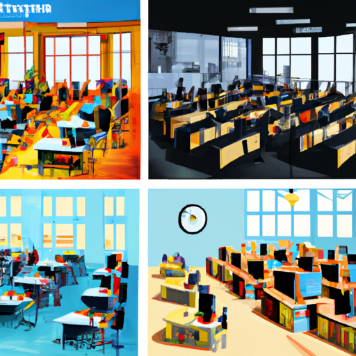 השוואה בין כיתות מסורתיות ומודרניות, המציגה את התצורות השונות ושילוב הטכנולוגיה