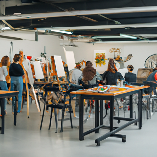 צילום של כיתה מודרנית ומאובזרת עם קבוצת אנשים מגוונת שמשתתפת בסדנה