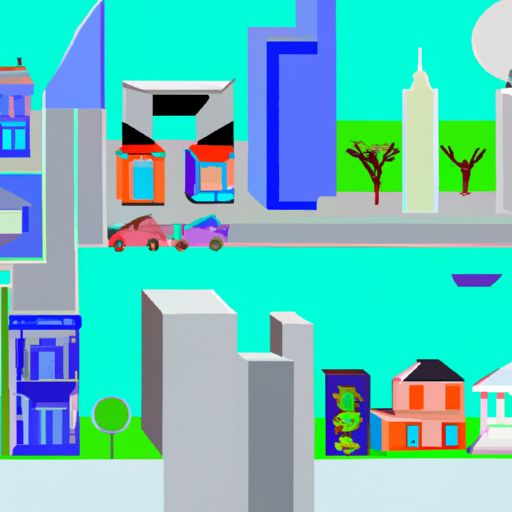 קו רקיע של עיר המציג שילוב של שטחי מגורים, מסחר וציבוריים, המייצג את הרעיון של ערך קרקע