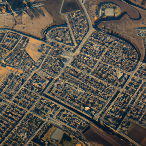 צילום אווירי של התפשטות עירונית, המדגיש את ההשפעה של הגבלות שימוש בקרקע על צמיחת העיר.