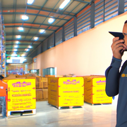 אנשי אבטחה עוקבים אחר שטחי המחסן באמצעות מצלמות מעקב.