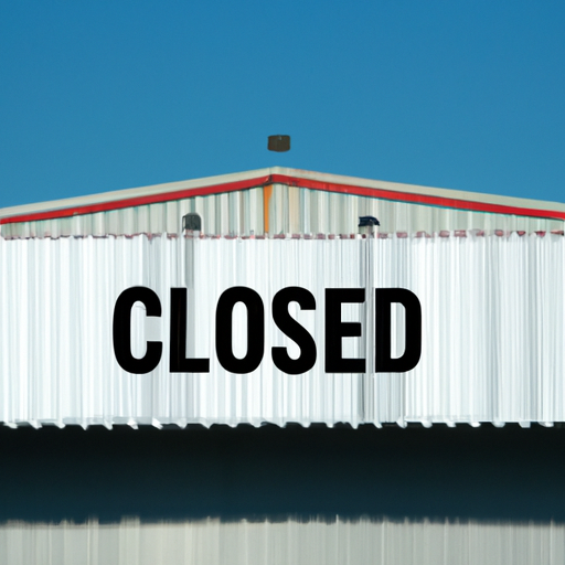 תמונה של מחסן עם שלט סגור, המסמל סיום חוזה שכירות.