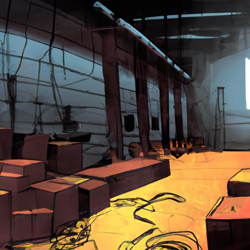 1. תמונה פנורמית המתארת מחסן לא מאובטח עם נקודות תורפה פוטנציאליות שונות.